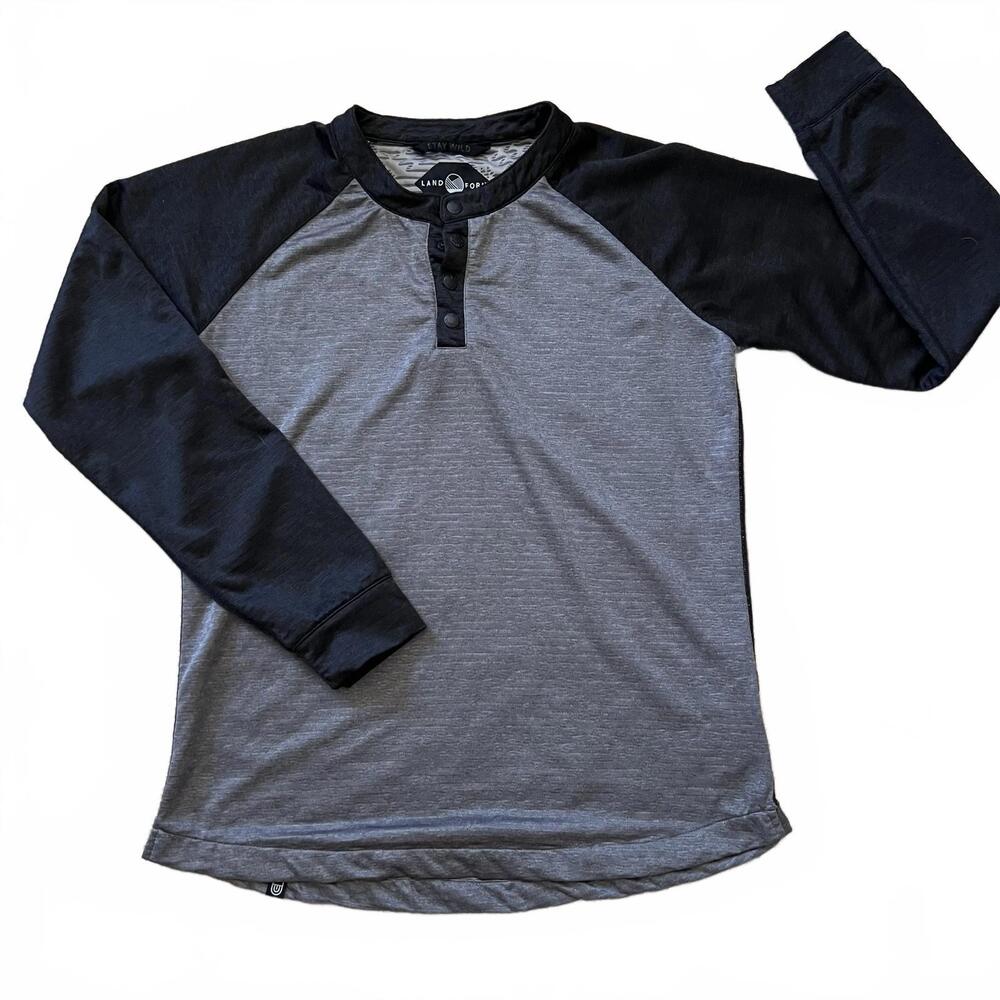 Airblaster Stay Wild Landform Series Gray Black Snap Long Sleeve Shirt M